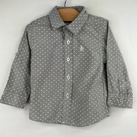 Size 12m: Penguin Grey/White Squares Buton-Up Shirt