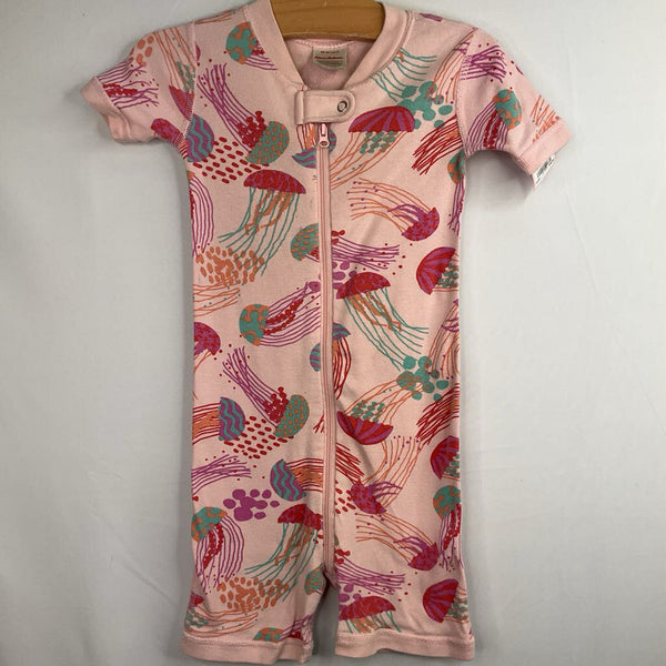 Size 3 (90): Hanna Anderson Pink/Purple/Green Jellyfish Organic Cotton 1pc Zip-Up Shorty Pjs