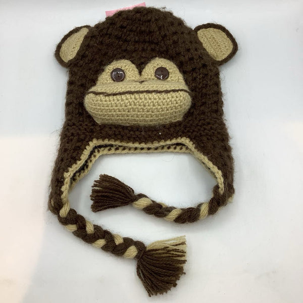 Size OS: Andes Gifts Brown Knit Monkey Hat