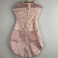 Size S: Happiest Baby Pink/Grey Planets Sleepsack Swaddle Pod