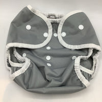 Size 2 (9-36m): Thirsties Grey/White Trim Waterproof Diaper Cover