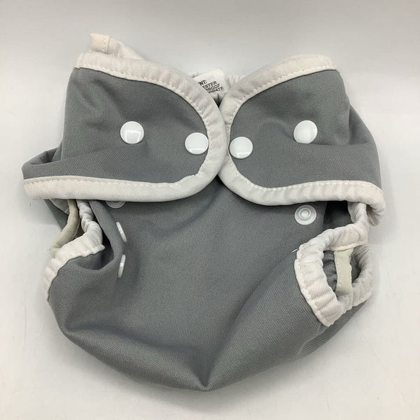 Size 1 (0-9m): Thirsties Grey/White Trim Waterproof Diaper Cover