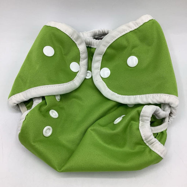 Size 1 (0-9m): Thirsties Green/White Trim Waterproof Diaper Cover