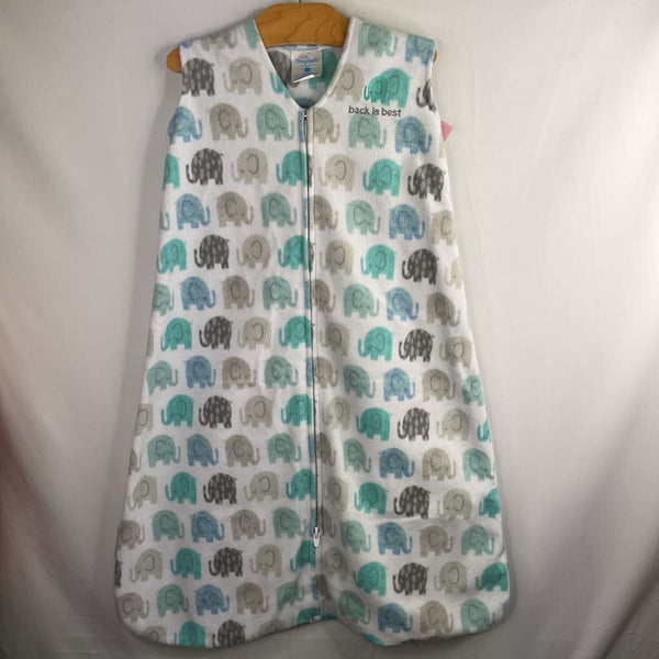 Size 6-12m (M): Halo White/Grey/Blue Elephants Fleece Sleepsack