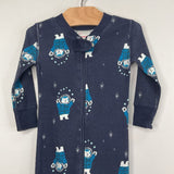 Size 6-12m (70): Hanna Andersson Blue/White Polar Bears Organic Cotton 1pc Zip-Up PJs