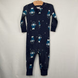 Size 6-12m (70): Hanna Andersson Blue/White Polar Bears Organic Cotton 1pc Zip-Up PJs