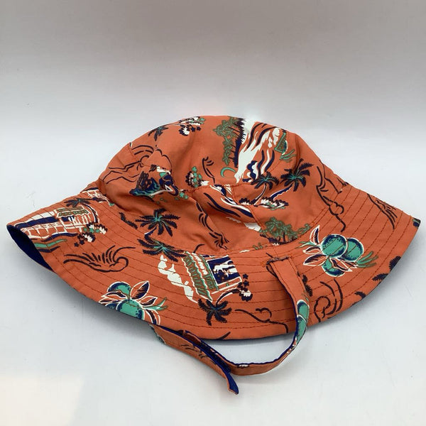 Size OS Baby: Patagonia Orange/Blue Tropical Print Reversible Sun Hat