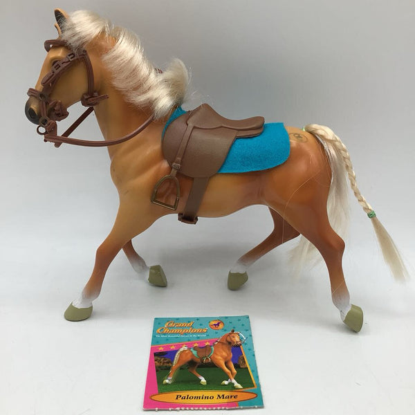 Vintage Grand Champions Brown Palomino Mare Horse w/ Saddle Figurine