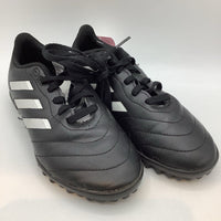 Size 2Y: Adidas Black/White Lace-Up Turf Cleats