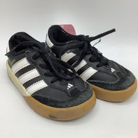 Size 7: Adidas Samba Black/White/Brown Lace-Up Sneakers