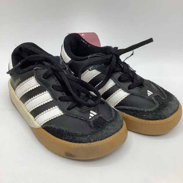 Size 7: Adidas Samba Black/White/Brown Lace-Up Sneakers