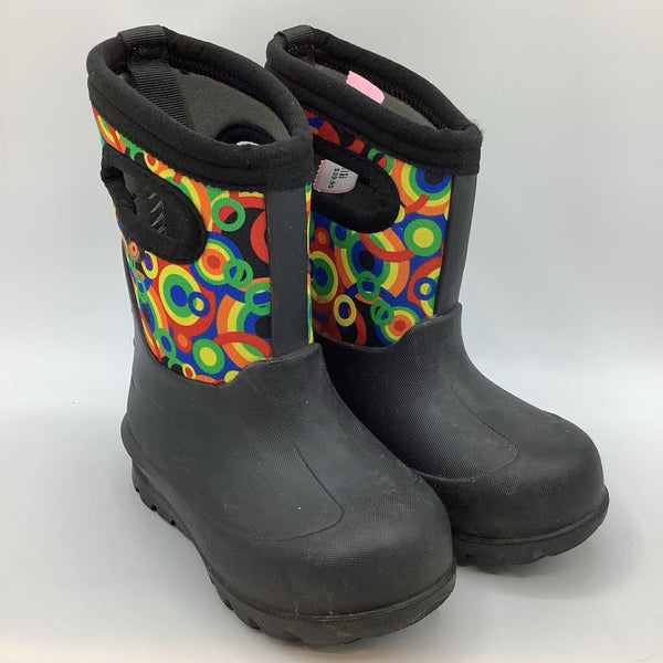 Size 7: Bogs Black/Rainbow Print Insulated -35* Rain Boots