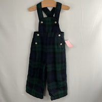 Size 12-18m: !00% Wool Blue/Green Plaid Overalls