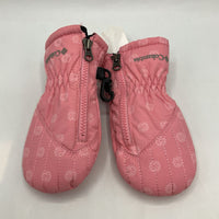 Size OS Infant: Columbia Pink Floral Fleece Lined Mitts