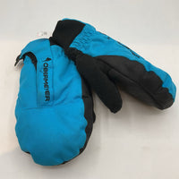 Size L: Obermeyer Blue/Black Fleece Lined Mittens