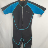 Size 8: Seaskin Black/Blue Short Sleeve Wetsuit