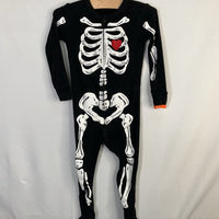 Size 3: Old Navy Black/White Skeleton Zip-Up Footy PJs