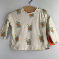 Size 1-3m: Zara White/Colorful Tomato Juice Long Sleeve Shirt