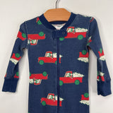 Size 6-12m (70): Hanna Andersson Navy/White/Red Mickey's Christmas Truck Organic Cotton 1pc Zip-Up Holiday PJs REDUCED