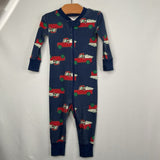 Size 6-12m (70): Hanna Andersson Navy/White/Red Mickey's Christmas Truck Organic Cotton 1pc Zip-Up Holiday PJs REDUCED