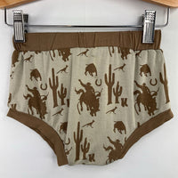 Size 12-18m: Kate Quinn Brown Cowboy Print Retro Bamboo Bloomers