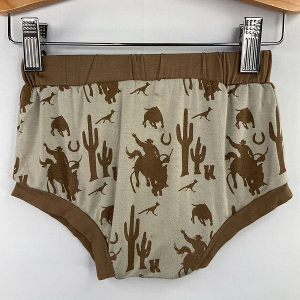 Size 12-18m: Kate Quinn Brown Cowboy Print Retro Bamboo Bloomers