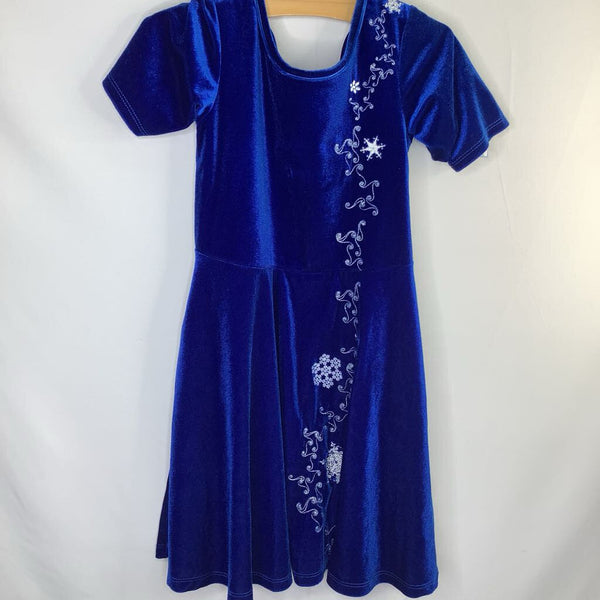 Size 6-7: Princess Awesome Blue/White Snowflakes Velour Dress