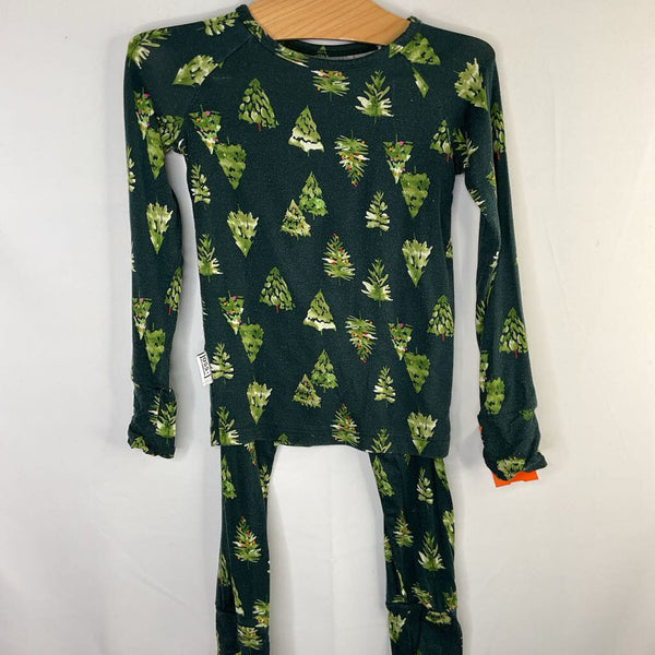 Size 2: Joss + J Green/Colorful Trees Bamboo 2pc Holiday Pjs