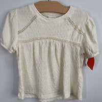 Size 6-7: Zara White Textured Eyelet Blouse