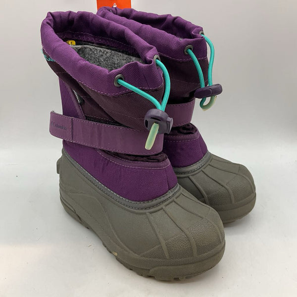 Size 11: Columbia Purple/Grey Velcro/Toggle Snow Boots