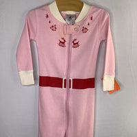 Size 6-12m (70): Hanna Andersson Pink/Red Elf Organic Cotton 1pc Zip-Up PJs