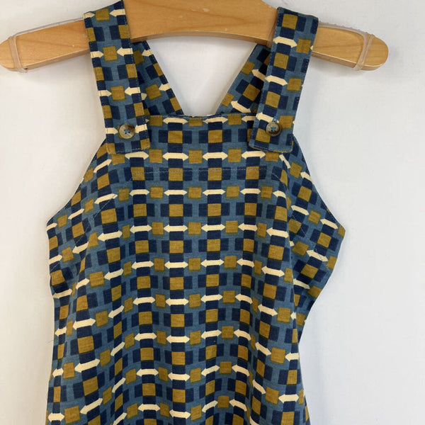 Size 3: Kate Quinn Orange/Blue Squares Cozy Overalls-NEW W/Tag