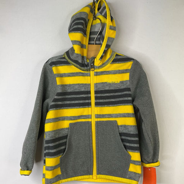 Size 12-18m: The North Face Yellow/Grey Hooded Fleece Zip-Up Coat