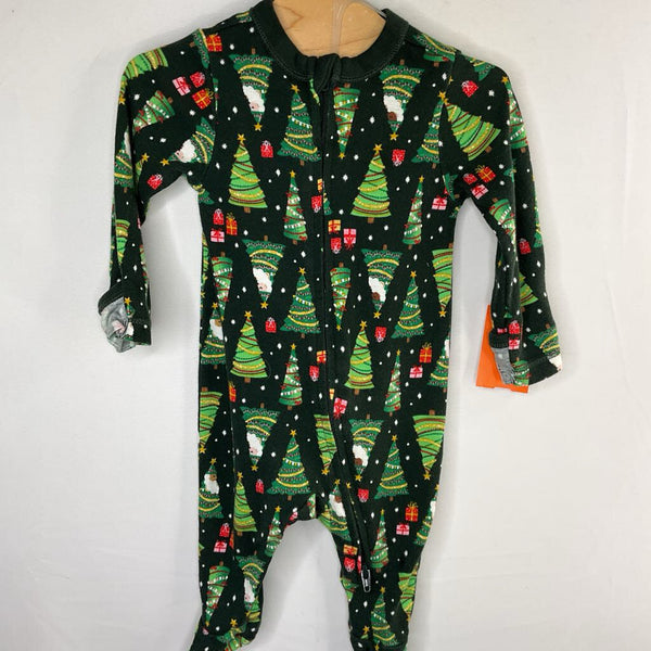 Size NB: Old Navy Green/Colorful Christmas Trees 1pc Zip-Up Holiday PJs