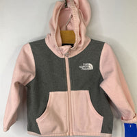 Size 3-6m: The North Face Pink/Grey Hooded Fleece Zip-Up Coat