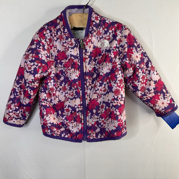 Size 6-12m: The North Face Purple/Pink Floral Fleece/Poly Reversible Coat