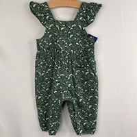 Size 6-12m: Sergent Major Green//White/Yellow Floral/Birds Overalls