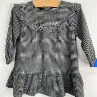 Size 18m: Play Up Black/Grey Gingham Ruffle Trim Long Sleeve Dress