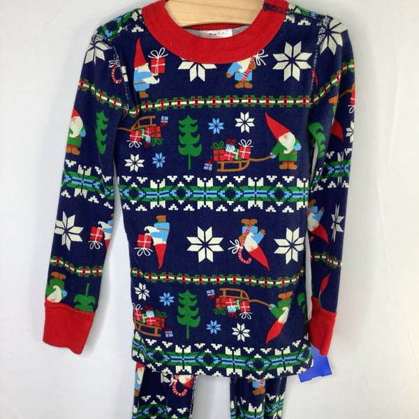 Size 3 (90): Hanna Andersson Navy/Green/Red Gnomes Organic Cotton 2pc Holiday PJs