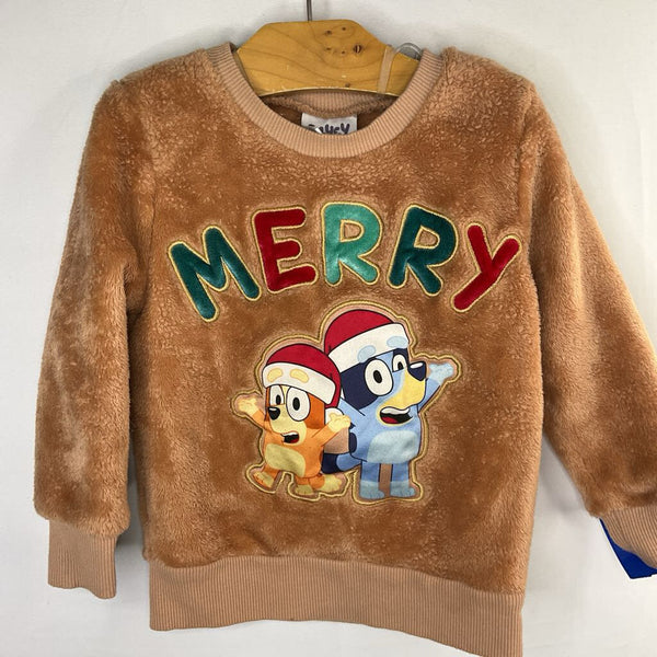 Size 2: Bluey Brown/Colorful 'Merry!' Sweatshirt