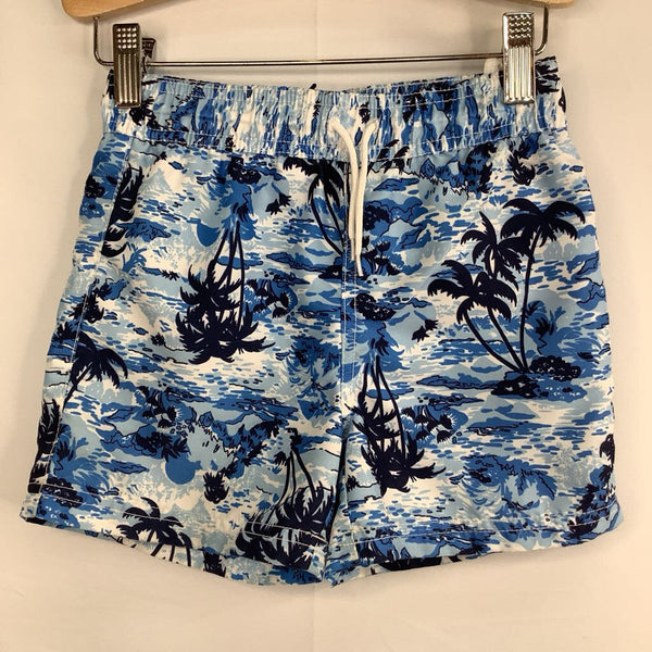 Size 5: Janie and Jack Blue/White Tropical Island Swim Shorts