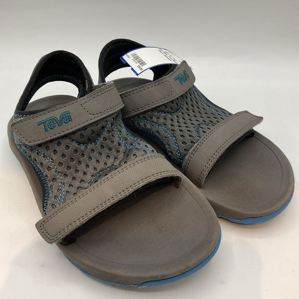 Size 13: Teva Grey/Blue Trim Mesh Velcro Sandals