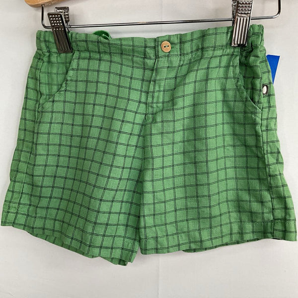 Size 4: Oeuf Green/Black Grid Adjustable Waist Shorts