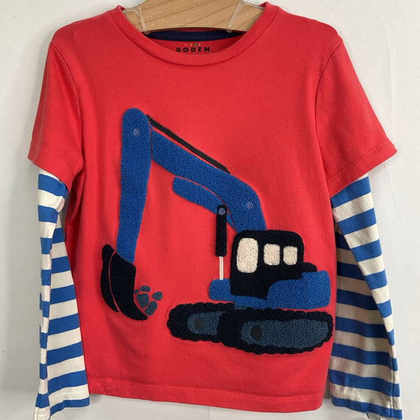 Size 5-6: Boden Red/Blue Digger Long Sleeve Shirt