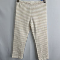 Size 7: Tea White/Gold Sparkle Striped Leggings