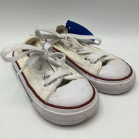 Size 8: Converse White/Red/Blue Trim Lace-Up Sneakers
