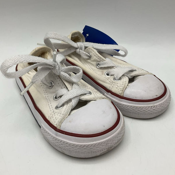Size 8: Converse White/Red/Blue Trim Lace-Up Sneakers