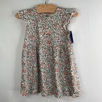 Size 18-24m: White/Colorful Floral Flutter Sleeve Dress