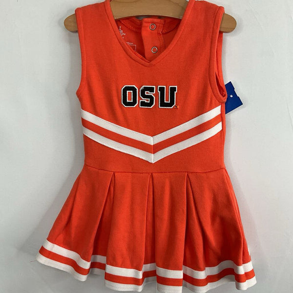 Size 6-9m: Creative Knitwear Orange/White OSU Cheerleader Onesie Dress