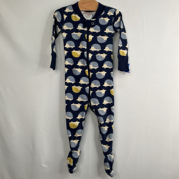 Size 6-12m (70): Hanna Andersson Blue/White/Yellow Hedgehogs Organic Cotton 1pc Zip-Up PJs